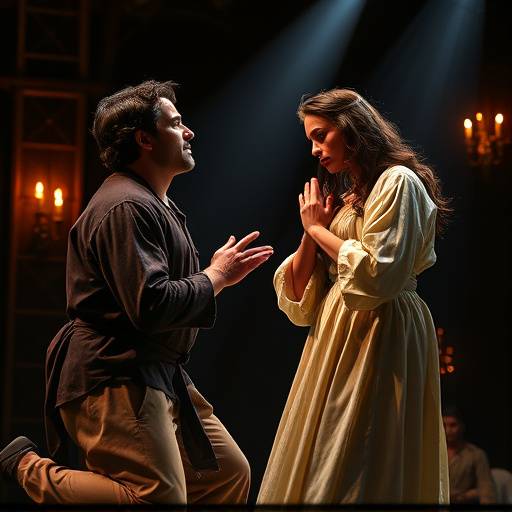 Szene aus 'Romeo und Julia' mit leidenschaftlichen Schauspielern auf der Bühne